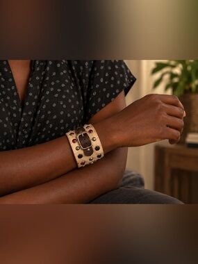 BOGO Leather Cuff Bracelet With Buckle Closure